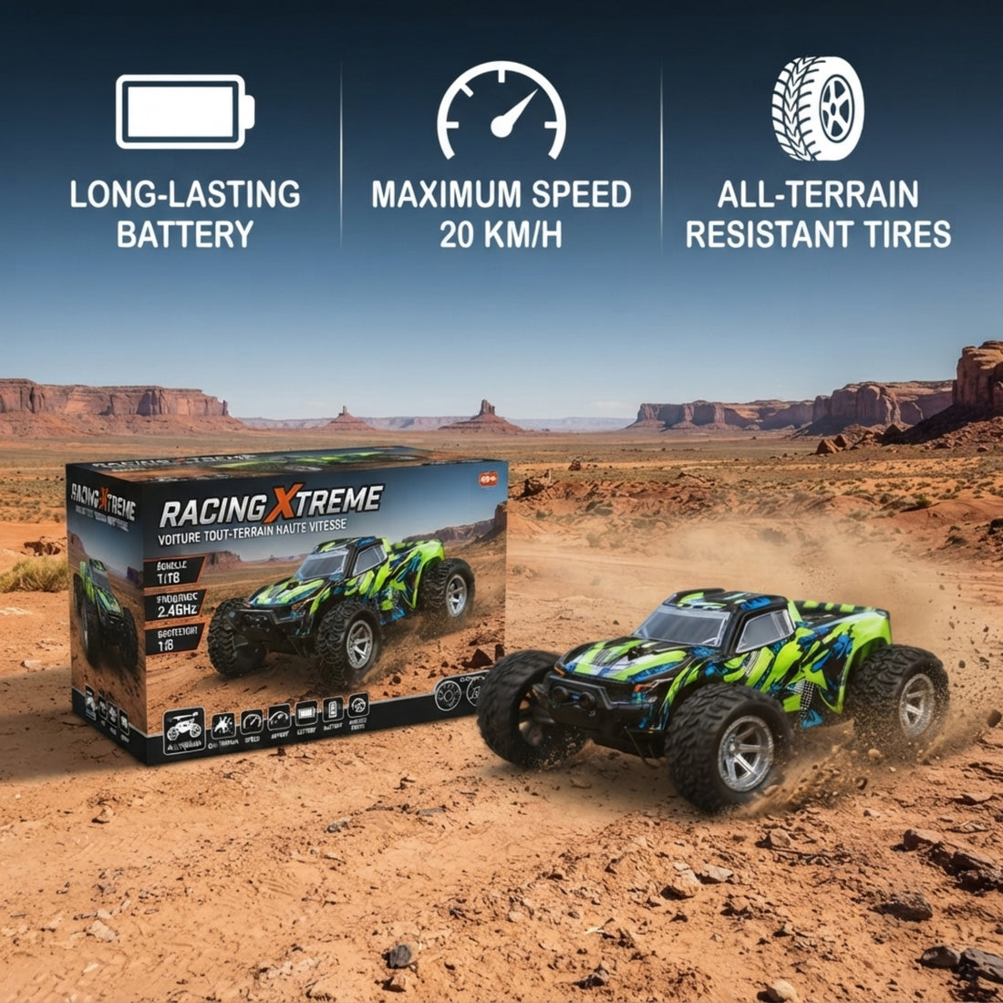 Remote Control Car - 1:32 RC Monster Truck - 20 km/h